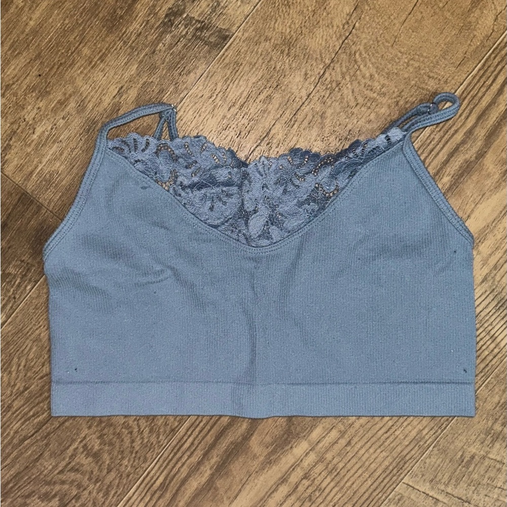 Blue tank with lace